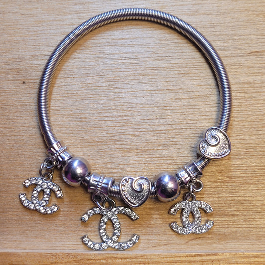 Silver  Charm Bangle